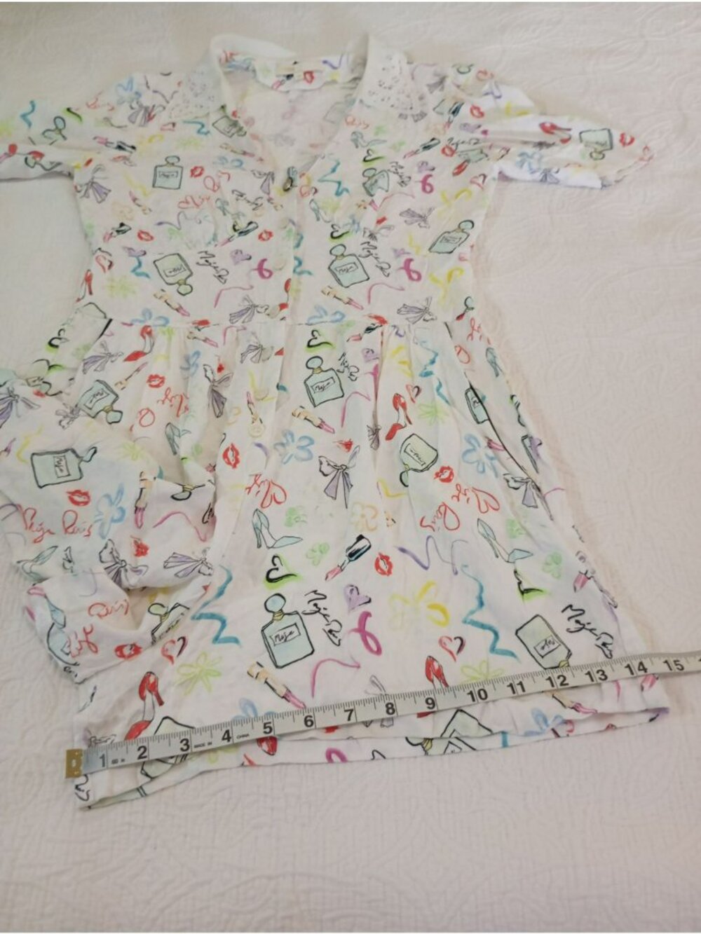 Maje Multicolor Printed Playsuit Lace Collar & Short Sleeves 100% Viscose 36 (S) - Picture 12 of 16